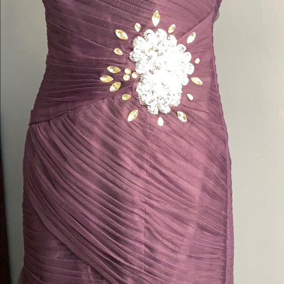 Alfred Angelo Deep Plum Purple Lined Mermaid Gown With Appliqué NEW - Picture 4 of 10